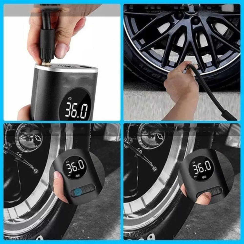 Mini Compressor de Ar Portatil Recarregavél Digital USB Calibrador Pneu